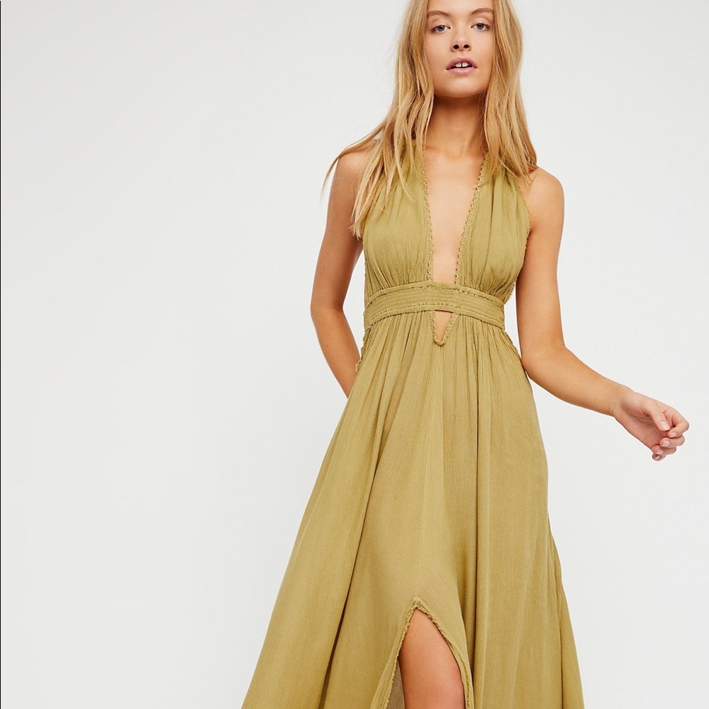Free People Look into the Sun Maxi Dress - Olive